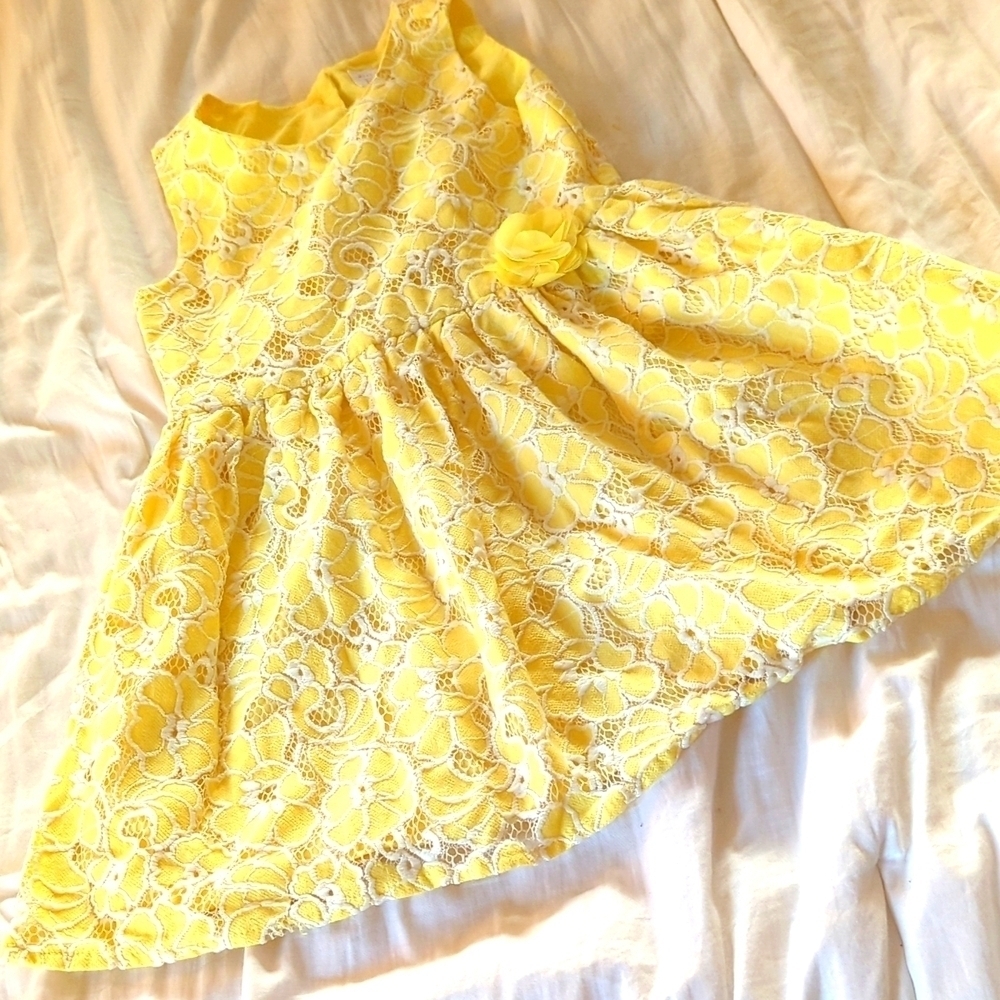 The Children's Place Yellow Lace Floral Dress
